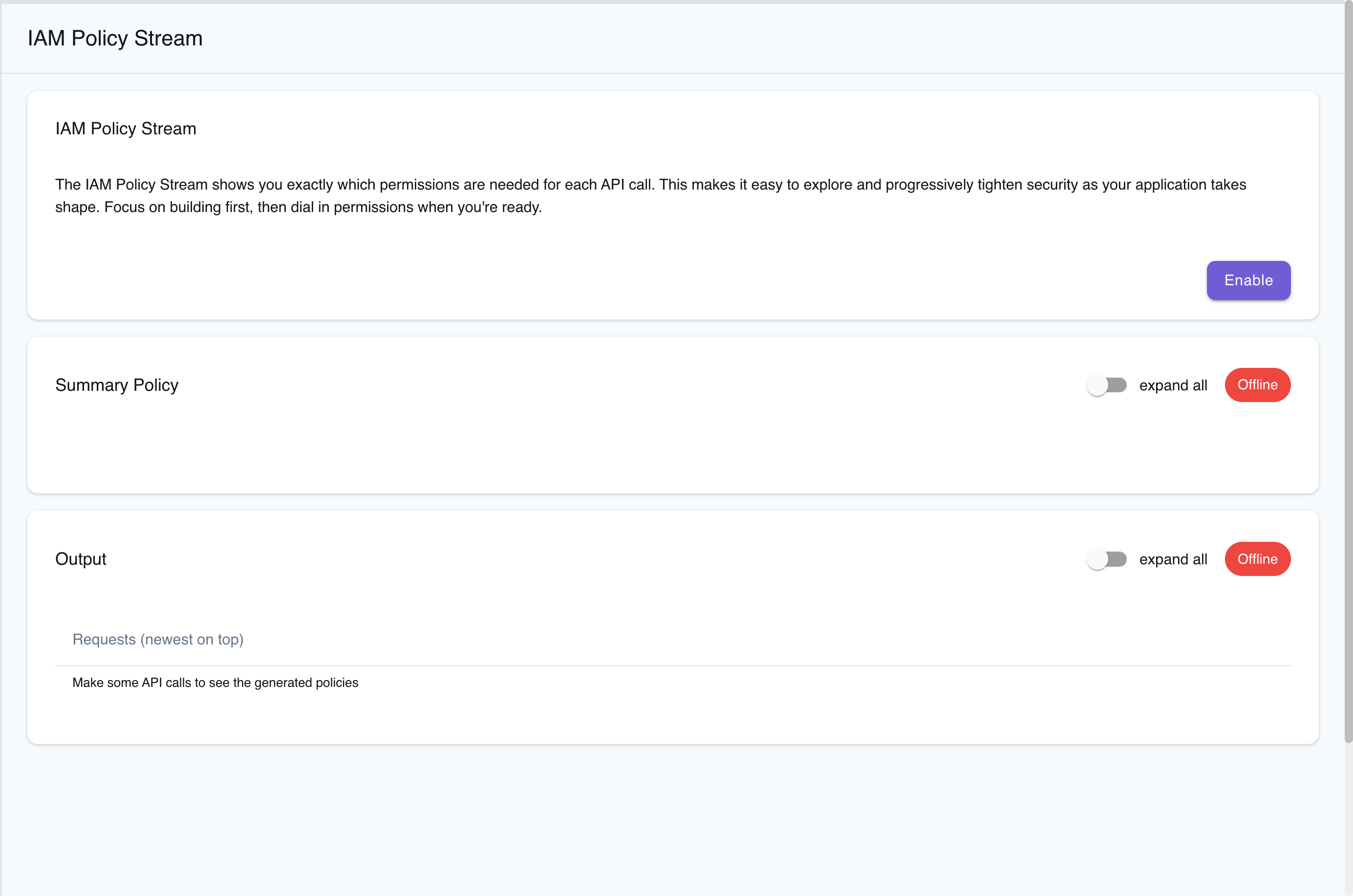 IAM Policy Stream UI